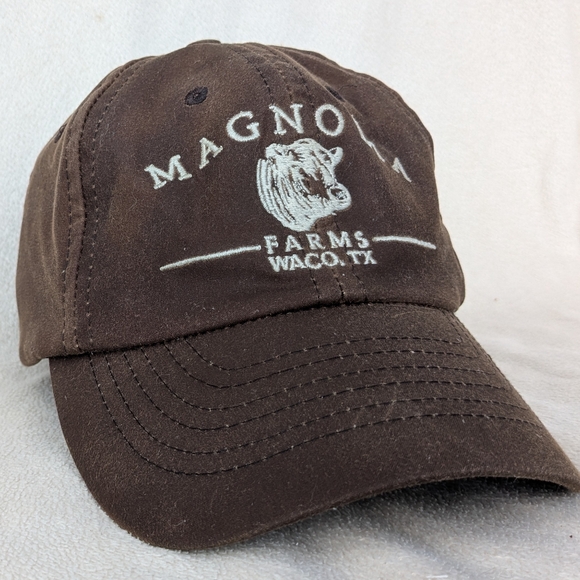 Magnolia Farms Brown Faux Leather Distressed Adjustable Baseball Cap Hat Waco TX - Picture 2 of 12